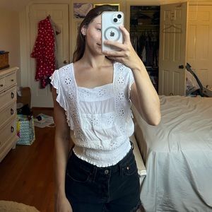 American Eagle - XS - White eyelet blouse